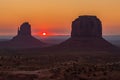 View on Merrick, East and West Mitten Butte and sunrise. Royalty Free Stock Photo