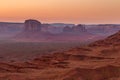 View on Merrick, East and West Mitten Butte and sunrise. Royalty Free Stock Photo