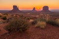 View on Merrick, East and West Mitten Butte and sunrise. Royalty Free Stock Photo