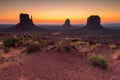 View on Merrick, East and West Mitten Butte and sunrise. Royalty Free Stock Photo