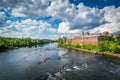 View of the Merrimack River, in downtown Manchester, New Hampshire.