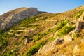 Mesa Vouno zigzag path to the top Santorini Greece