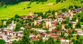 View on Mestia with defense towers the capital of Svaneti region, Georgia Royalty Free Stock Photo