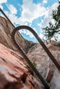 View Through a Metal Step of a Via Ferrata Climbing Path Royalty Free Stock Photo