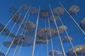 View of the metal umbrellas in Thessaloniki.