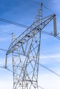 View of metallic structure tower and power lines