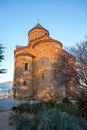 View Metekhi Church in the morning above the Kura river in Tbilisi, Georgia