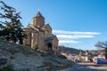 View Metekhi Church in the morning above the Kura river in Tbilisi