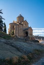 View Metekhi Church in the morning above the Kura river in Tbilisi