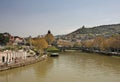 View on the Metekhi Church, river Kura from Bridge of Peace, Tbilisi, Georgia