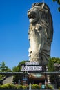 View of the 37-metre-tall Merlion on Sentosa