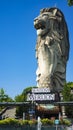 View of the 37-metre-tall Merlion on Sentosa