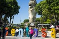 View of the 37-metre-tall Merlion on Sentosa