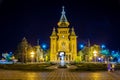 View of the metropolitan cathedral in romanian city timisoara during night...IMAGE