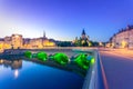 View of Metz with Temple Neuf reflected in the Moselle River, Lorraine.