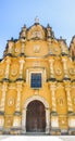 View of Mexican-style baroque facade of the Iglesia de la Recoleccion church built in 1786, in this historic northwest city, Leon, Royalty Free Stock Photo