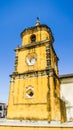 View of Mexican-style baroque facade of the Iglesia de la Recoleccion church built in 1786, in this historic northwest city, Leon, Royalty Free Stock Photo