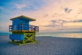 Miami Beach Lifeguard Stand in the Florida sunrise Royalty Free Stock Photo