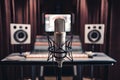 view Microphone in recording studio, music production concept Royalty Free Stock Photo