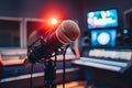 view Microphone in recording studio, music production concept Royalty Free Stock Photo