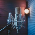 view Microphone in recording studio, music production concept Royalty Free Stock Photo