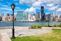 View of the midtown Manhattan skyline across the river from Quee