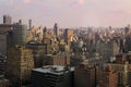 View of midtown of Manhattan on sunset. Panorama of skyscrapers of New York City, Manhattan. Royalty Free Stock Photo