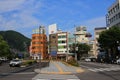 View of Mihara city at train Royalty Free Stock Photo