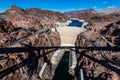 View from the Mike O`Callaghan - Pat Tillman Memorial Bridge of the famous Hoover Dam near Las Vegas, Nevada. Royalty Free Stock Photo