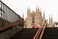 View of Milan Cathedral, view from the subway exit. Duomo di Milano.