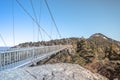 View of Mile High Swinging Bridge, at Grandfather Mountain State Park, North Carolina. Royalty Free Stock Photo