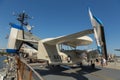 View of military airplanes on the deck of the USS Intrepid Sea, Air Space Museum. Royalty Free Stock Photo