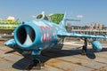 View of military airplanes on the deck of the USS Intrepid Sea, Air Space Museum. Royalty Free Stock Photo