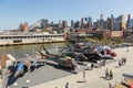 View of military airplanes on the deck of the USS Intrepid Sea, Air Space Museum. Royalty Free Stock Photo