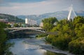 View of Millennium Bridge,crossing the Moraca river,Podgorica,Montenegro,Eastern Europe