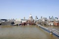 View of Millennium Bridge with view of City of London in the Background