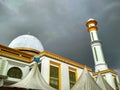 THE VIEW OF MINARET AND DOME OF THE AHMAD BAKRIE MOSQUE, ASAHAN, NORTH SUMATERA, SUMATERA ISLAND, INDONESIA, SOUTHEAST ASIA, ASIA