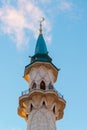 View of the minaret mosque Kul-Sharif at sunset. Russia, Tatarstan