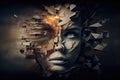 view of the mind, with fractured thoughts and emotions, representing schizophrenic experience Royalty Free Stock Photo