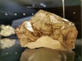 View of mineral stone, fenestrated quartz, from Minas Gerais, Brazil, on blurred background