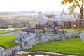 View on the miniature model of old medieval Kamianets-Podilskyi Castle Royalty Free Stock Photo