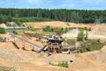 View on the mining quarry for the production of crushed stone, sand and gravel. Royalty Free Stock Photo