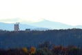 Coal mine mining tower and peaks of Beskydy mountains, northern Moravia, Czech Republic Royalty Free Stock Photo