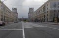 View of the Minsk Gate buildings and the railway station from Kirov Street Royalty Free Stock Photo