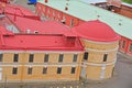 View of Mint of Peter and Paul Fortress from height of bird's flight in Saint Petersburg, Russia