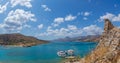 View of Mirabello bay from Spinalonga fortress, Gulf of Elounda, Crete, Greece Royalty Free Stock Photo