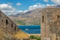 View of Mirabello bay from Spinalonga fortress, Gulf of Elounda, Crete, Greece Royalty Free Stock Photo