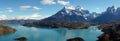 View from Mirador Pehoe towards the Mountains in Torres del Paine, Patagonia, Chile.