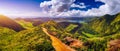 View from Miradouro da Boca do Inferno to Sete Citades, Azores, Portugal. A path leading to viewpoint Miradouro da Boca do Inferno Royalty Free Stock Photo