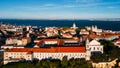 View of Miradouro da Graca in Lisbon, Portugal with National Pantheon and Tagus in background